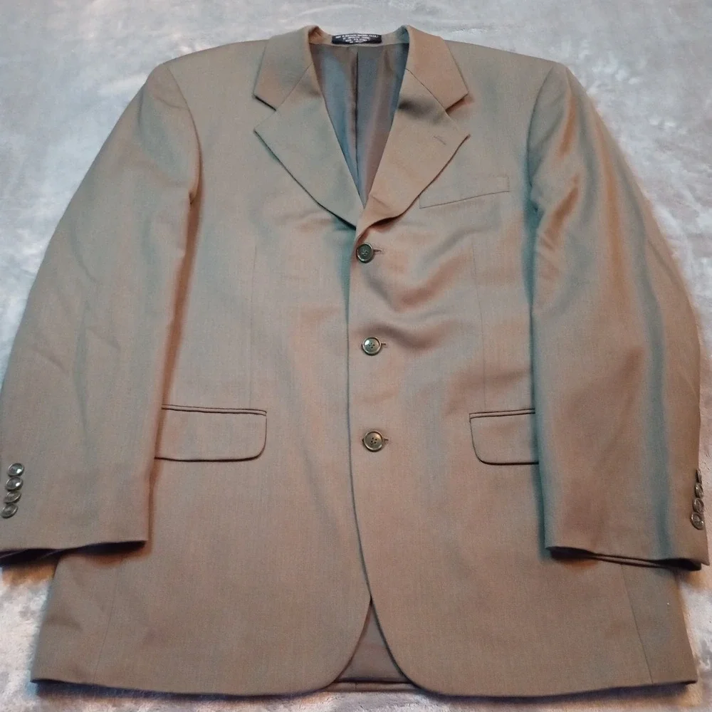 Jones New York 2pc Suit Mens Size 40 Regular Brown 3 Button Jacket Pleated Pants
